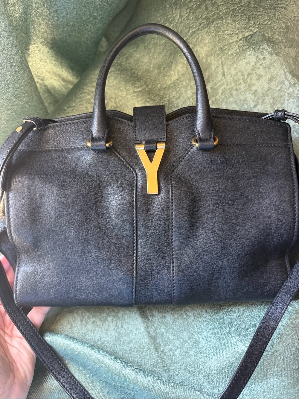 Yves Saint Laurent Black Leather Y-Line/Chyc-Style Tote/Shoulder Bag